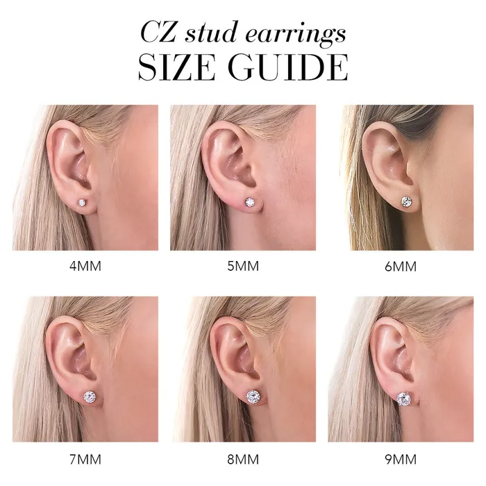 Earrings BERRICLE Solitaire Black CZ Stud Earrings in Sterling Silver