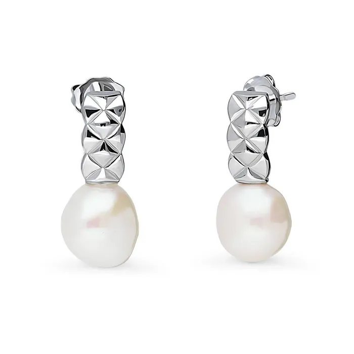 Earrings BERRICLE Solitaire Cultured Pearl Stud Earrings in Sterling Silver