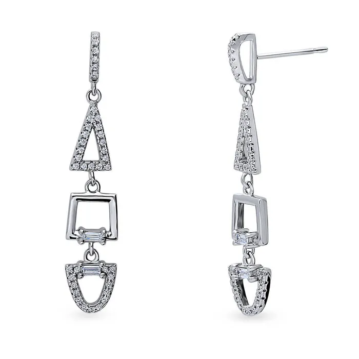 Earrings BERRICLE Triangle CZ Dangle Earrings in Sterling Silver