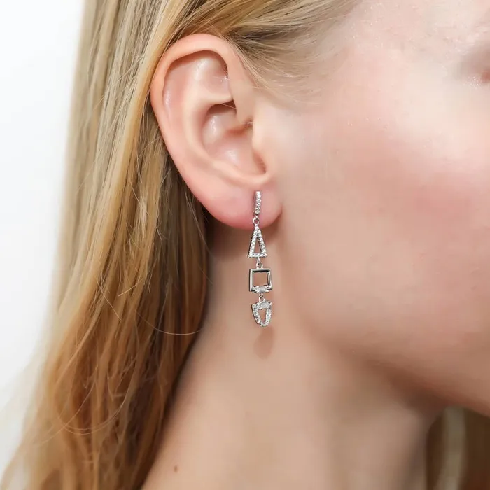 Earrings BERRICLE Triangle CZ Dangle Earrings in Sterling Silver