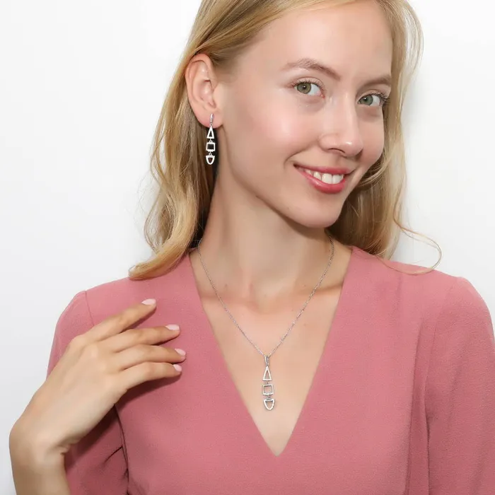 Earrings BERRICLE Triangle CZ Dangle Earrings in Sterling Silver