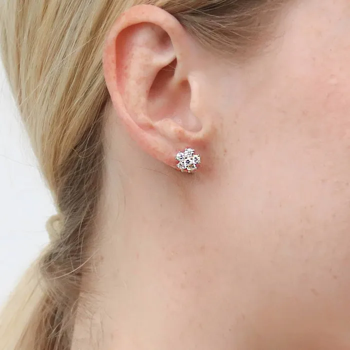 Earrings Flower CZ Stud Earrings in Gold Flashed Sterling Silver 2 Pairs BERRICLE