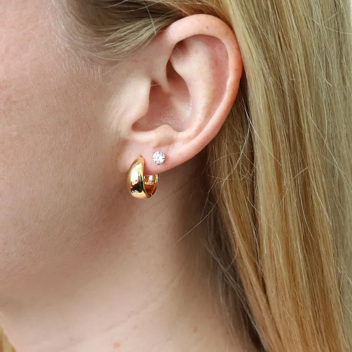 Earrings Flower CZ Stud Earrings in Gold Flashed Sterling Silver 2 Pairs BERRICLE