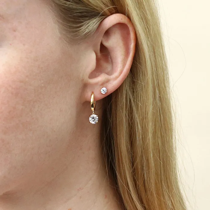 Earrings Flower CZ Stud Earrings in Gold Flashed Sterling Silver 2 Pairs BERRICLE