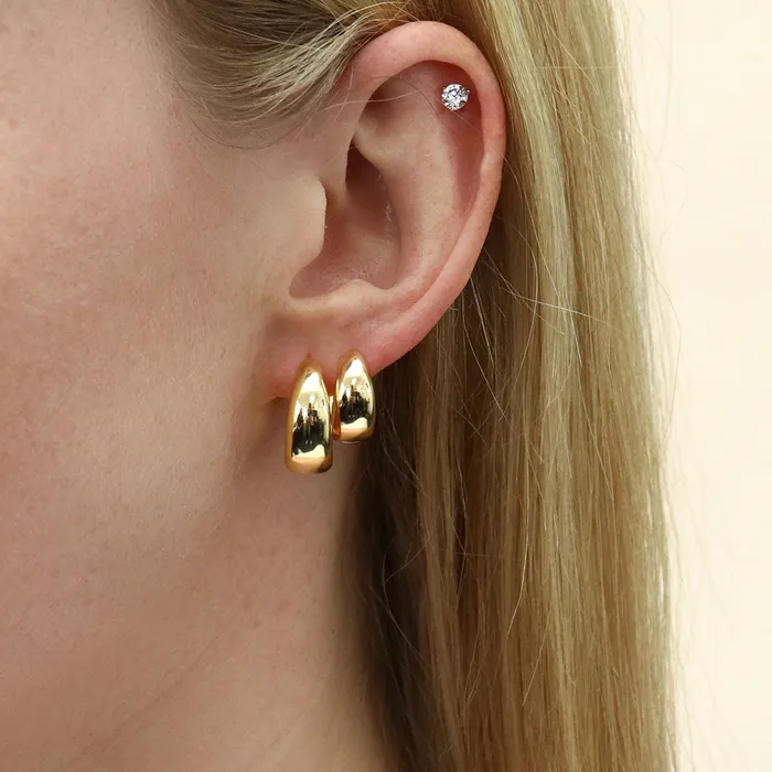 Earrings Flower CZ Stud Earrings in Gold Flashed Sterling Silver 2 Pairs BERRICLE