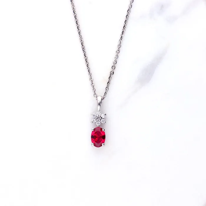 Earrings Flower Simulated Ruby CZ Set in Sterling Silver BERRICLE