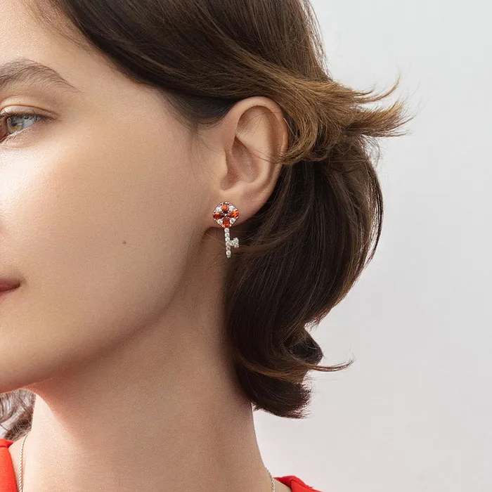 Earrings Key Lock CZ Stud Earrings in Sterling Silver BERRICLE