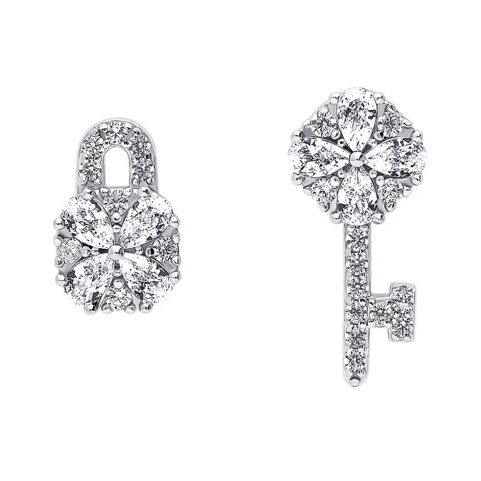 Earrings Key Lock CZ Stud Earrings in Sterling Silver BERRICLE