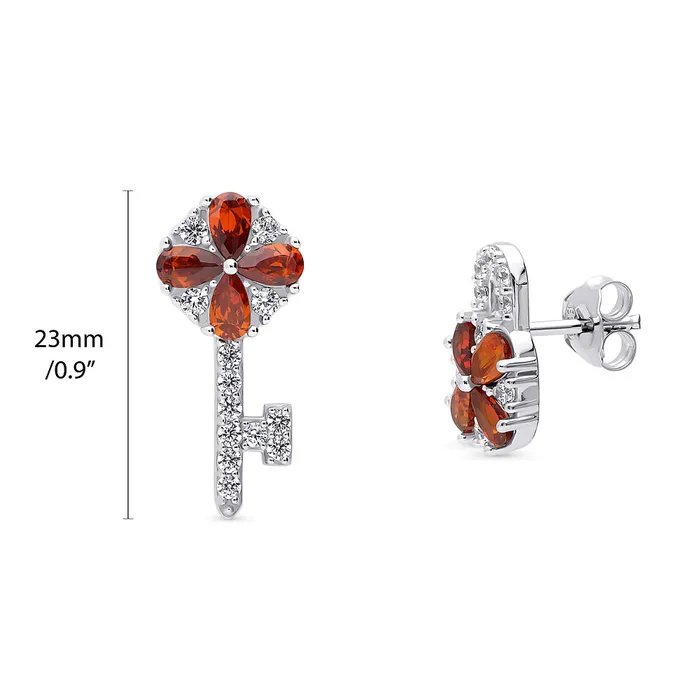 Earrings Key Lock CZ Stud Earrings in Sterling Silver BERRICLE