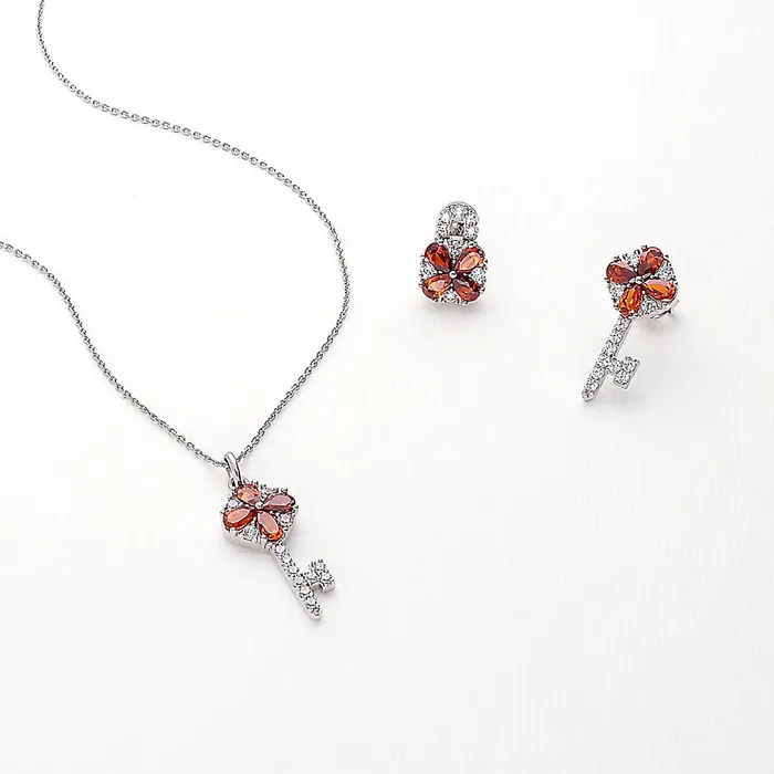 Earrings Key Lock CZ Stud Earrings in Sterling Silver BERRICLE