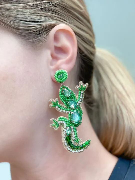 Earrings Prep Obsessed TL Glitzy Gecko Beaded Dangle Earrings