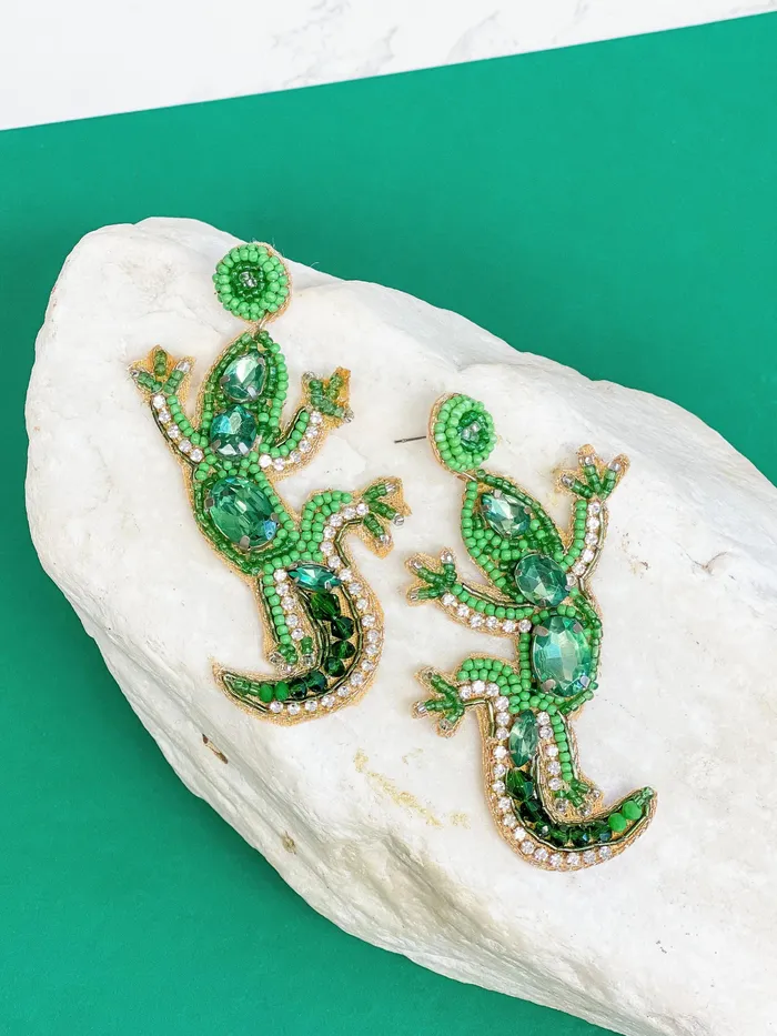 Earrings Prep Obsessed TL Glitzy Gecko Beaded Dangle Earrings