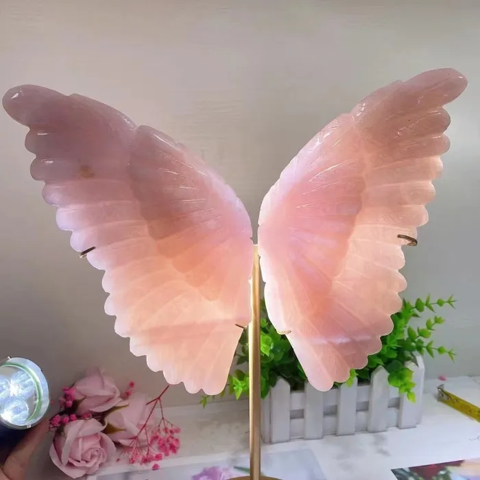 Earrings wickedafstore Rose Quartz Butterfly Wings