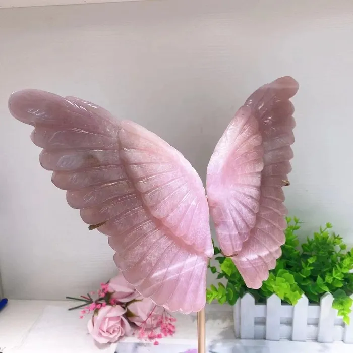 Earrings wickedafstore Rose Quartz Butterfly Wings