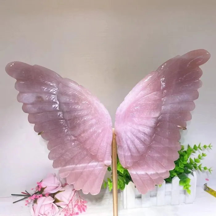 Earrings wickedafstore Rose Quartz Butterfly Wings