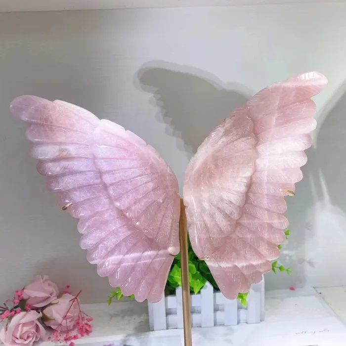 Earrings wickedafstore Rose Quartz Butterfly Wings