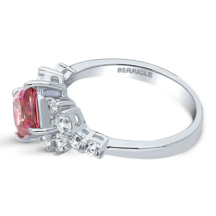 Flower Art Deco Red CZ Ring in Sterling Silver BERRICLE Rings