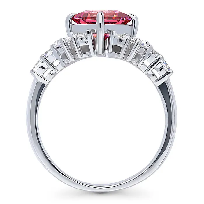 Flower Art Deco Red CZ Ring in Sterling Silver BERRICLE Rings