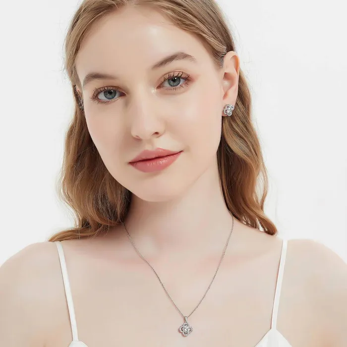 Flower CZ Necklace and Earrings in Sterling Silver BERRICLE Earrings