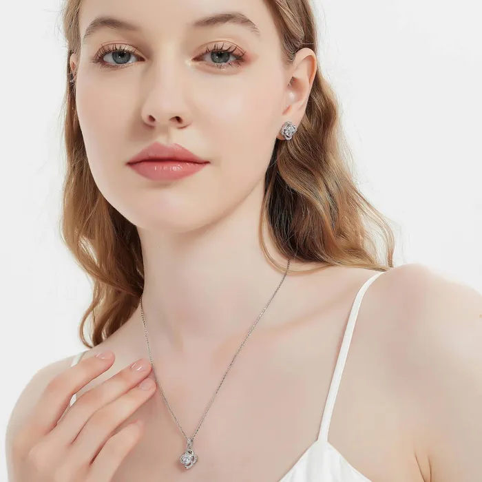 Flower CZ Necklace and Earrings in Sterling Silver BERRICLE Earrings