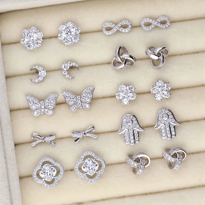 Flower Halo CZ Stud Earrings in Sterling Silver BERRICLE Earrings