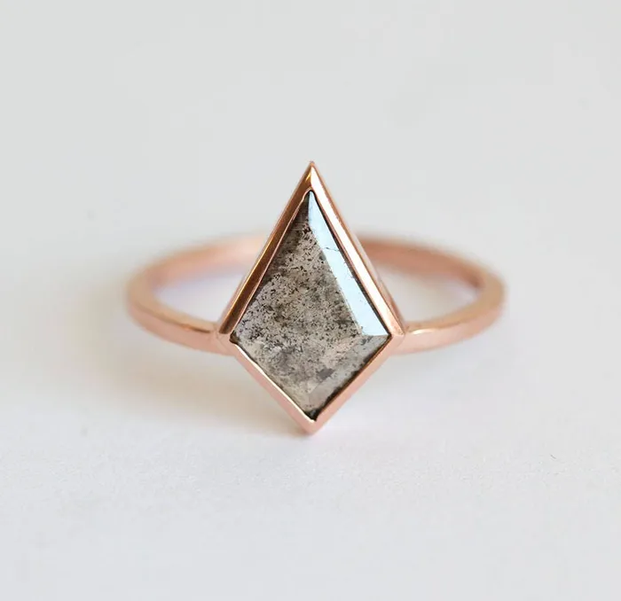 Geometric Salt And Pepper Diamond Engagement Ring Set Three Capucinne Rings