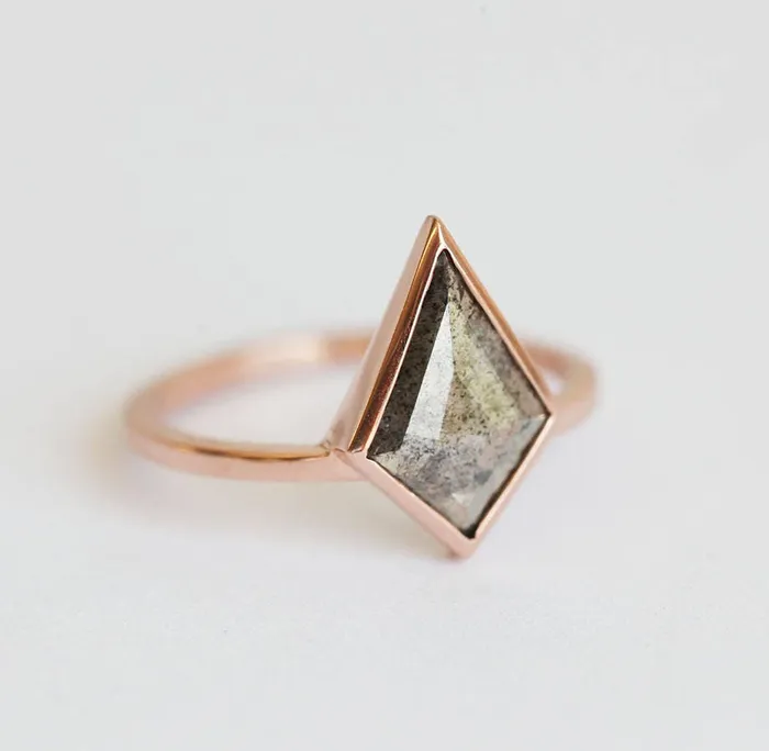 Geometric Salt And Pepper Diamond Engagement Ring Set Three Capucinne Rings