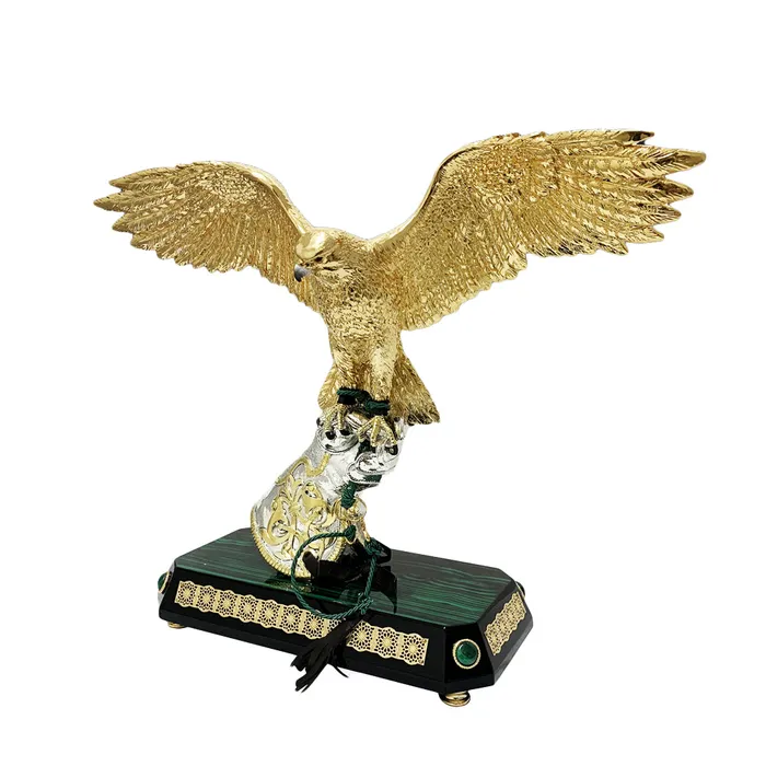 Goldline Rings Goldline Gold Falcon Open Wings On Silver Glove