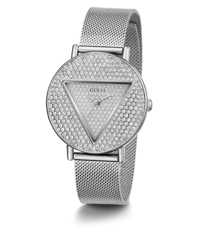 Guess Bracelets Guess Ladies Silver With Crystals Dial Case and Mesh Bracelet Watch Guess Bracelets Guess Ladies Silver With Crystals Dial Case and Mesh Bracelet Watch