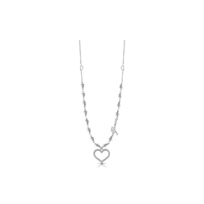 Guess Necklaces Guess Necklace Silver Color Chain With Heart Crystal Charm Design Guess Necklaces Guess Necklace Silver Color Chain With Heart Crystal Charm Design