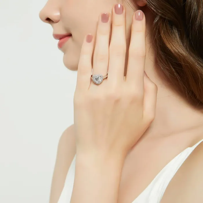 Halo Heart Heart CZ Ring in Sterling Silver BERRICLE Rings