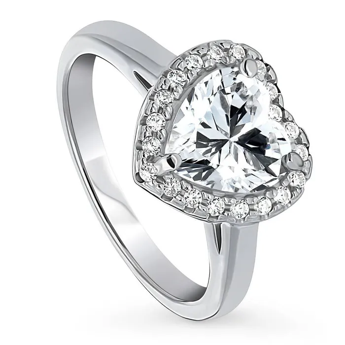 Halo Heart Heart CZ Ring in Sterling Silver BERRICLE Rings