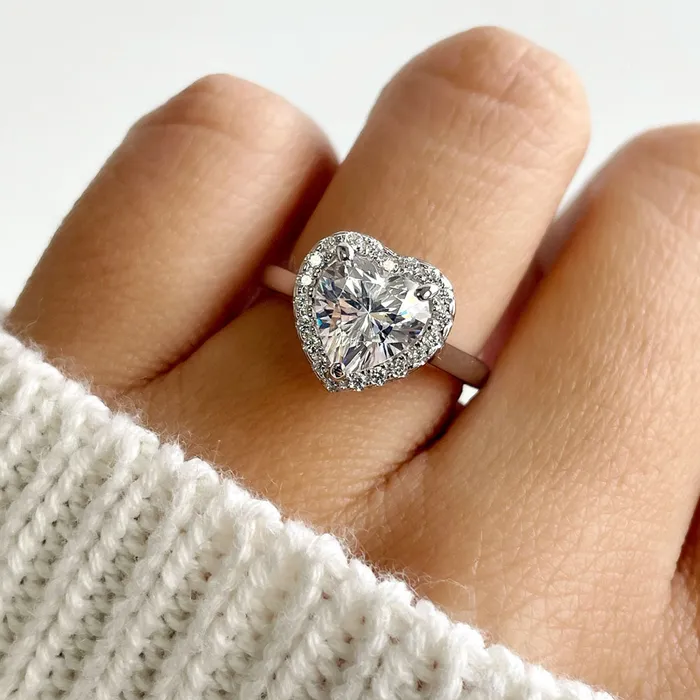 Halo Heart Heart CZ Ring in Sterling Silver BERRICLE Rings