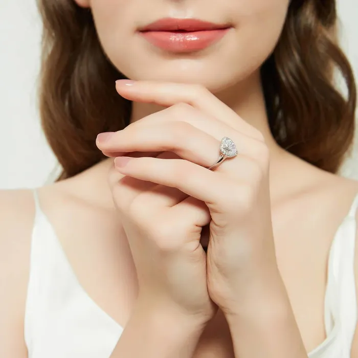 Halo Heart Heart CZ Ring in Sterling Silver BERRICLE Rings