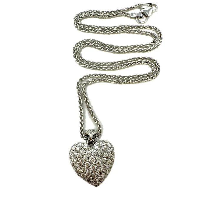 Jewelry Necklaces 18K White Gold 16 Necklace with Diamond Heart Pendant Jewelry Necklaces 18K White Gold 16 Necklace with Diamond Heart Pendant