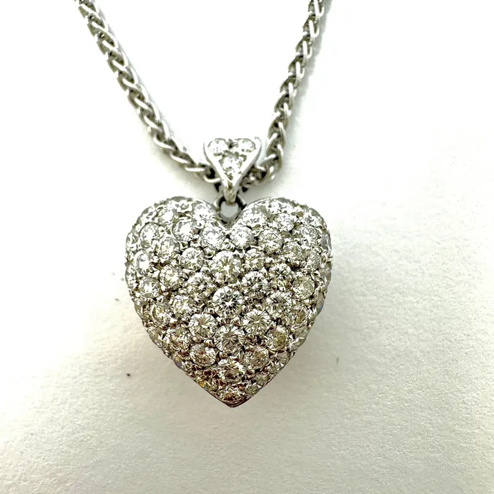 Jewelry Necklaces 18K White Gold 16 Necklace with Diamond Heart Pendant
