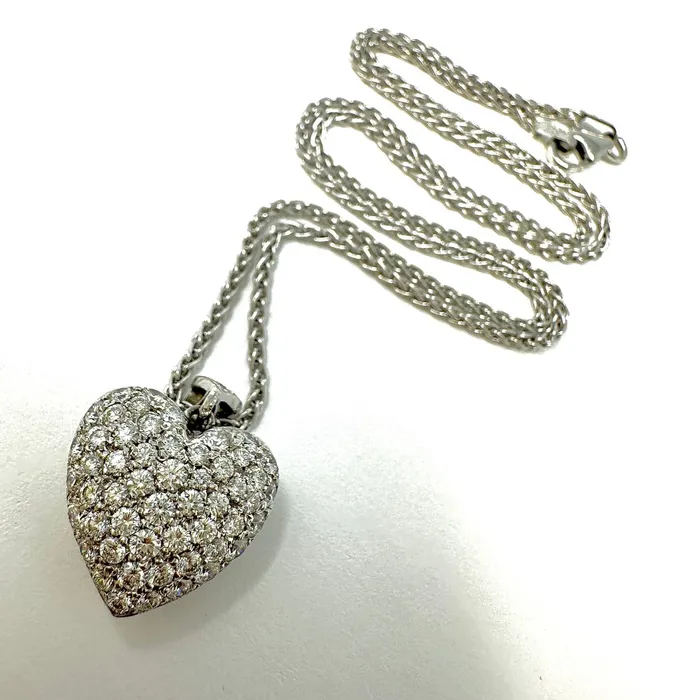 Jewelry Necklaces 18K White Gold 16 Necklace with Diamond Heart Pendant