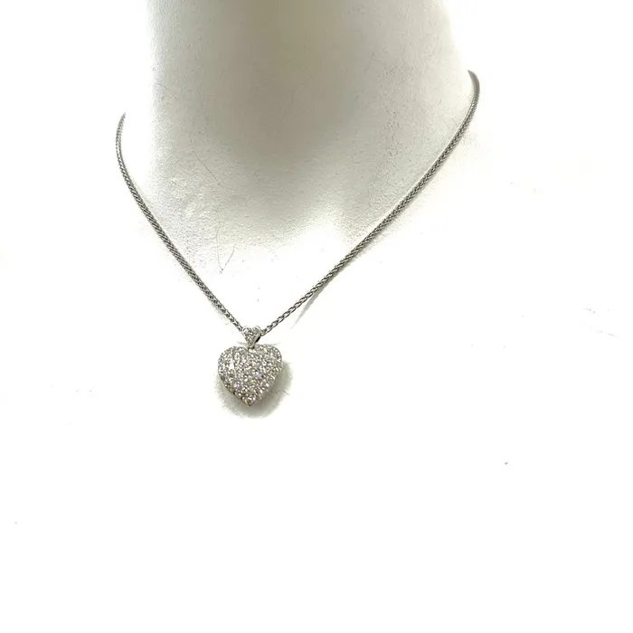 Jewelry Necklaces 18K White Gold 16 Necklace with Diamond Heart Pendant