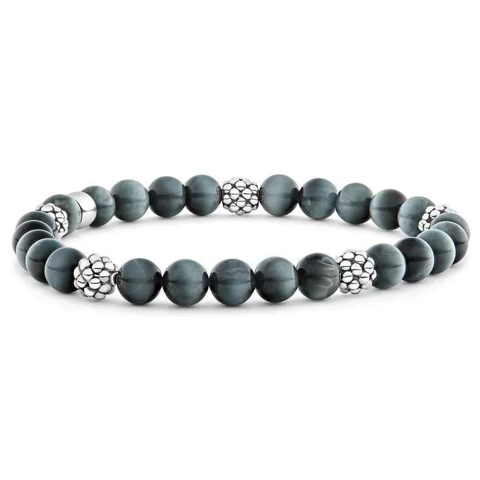LAGOS Bracelets Signature Caviar Five Station Silver Eagle Eye Bead Bracelet LAGOS Bracelets Signature Caviar Five Station Silver Eagle Eye Bead Bracelet