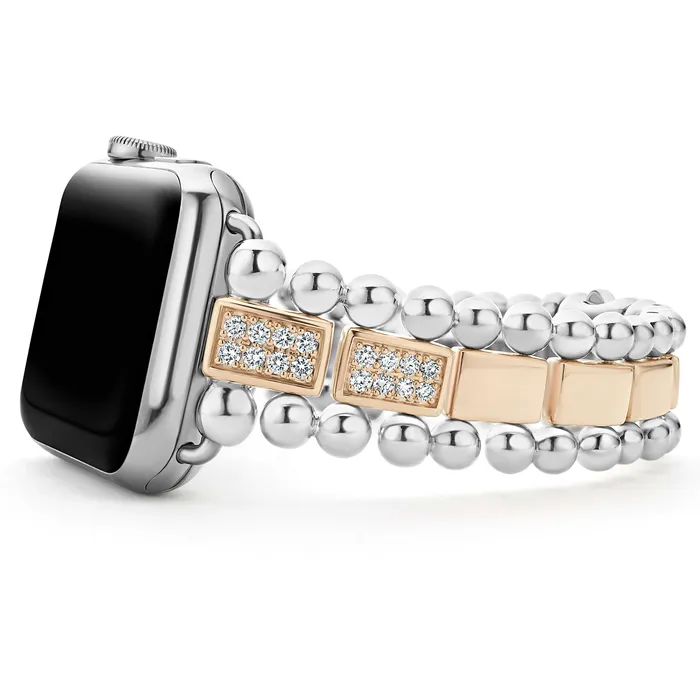 LAGOS Bracelets Smart Caviar 18K Rose Gold and Sterling Silver Half Diamond Watch Bracelet3845mm LAGOS Bracelets Smart Caviar 18K Rose Gold and Sterling Silver Half Diamond Watch Bracelet3845mm