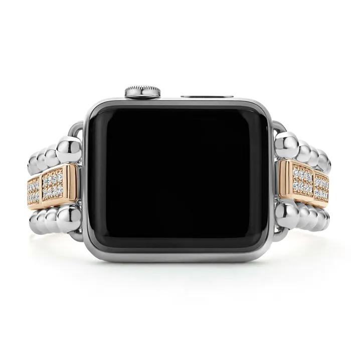 LAGOS Bracelets Smart Caviar 18K Rose Gold and Sterling Silver Half Diamond Watch Bracelet3845mm LAGOS Bracelets Smart Caviar 18K Rose Gold and Sterling Silver Half Diamond Watch Bracelet3845mm