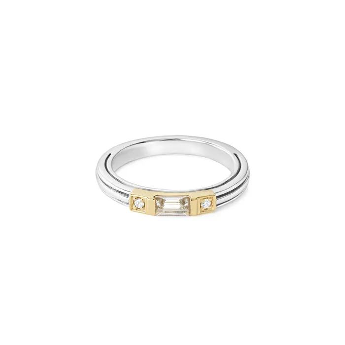 Lagos Rings Caviar Color White Topaz and Diamond Stacking Ring Lagos Rings Caviar Color White Topaz and Diamond Stacking Ring