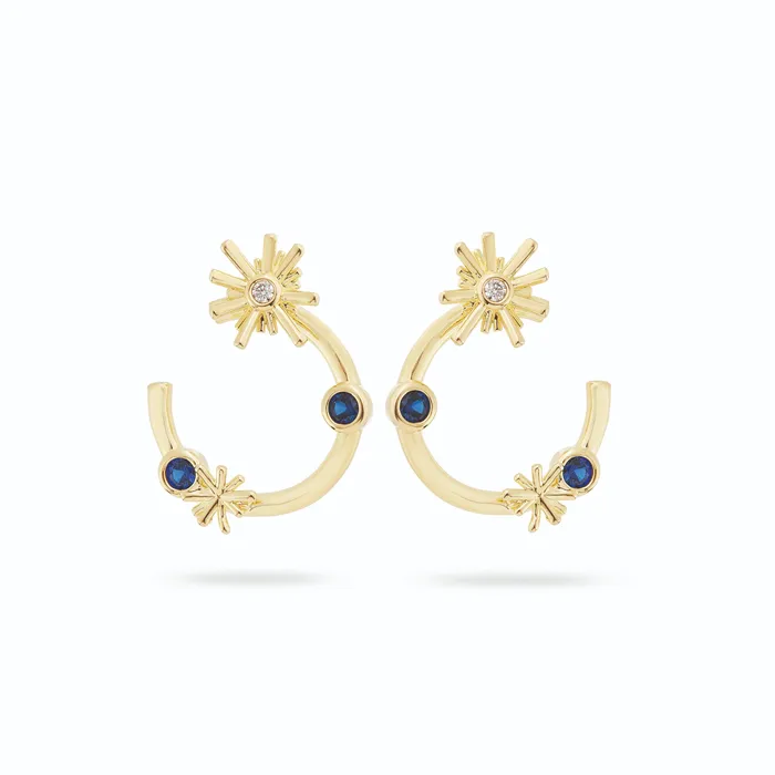 Les Nereides Earrings Les Nereides Gold Stars and Midnight Blue Stone Post Hoop Earrings Les Nereides Earrings Les Nereides Gold Stars and Midnight Blue Stone Post Hoop Earrings
