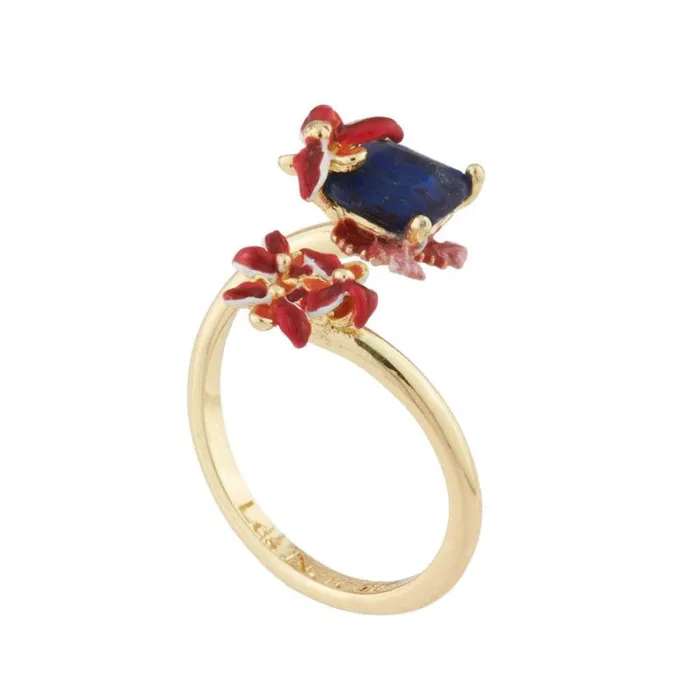 Les Nereides Robin On Its Branch And Carved Crystal Adjustable Ring Les Nereides Rings