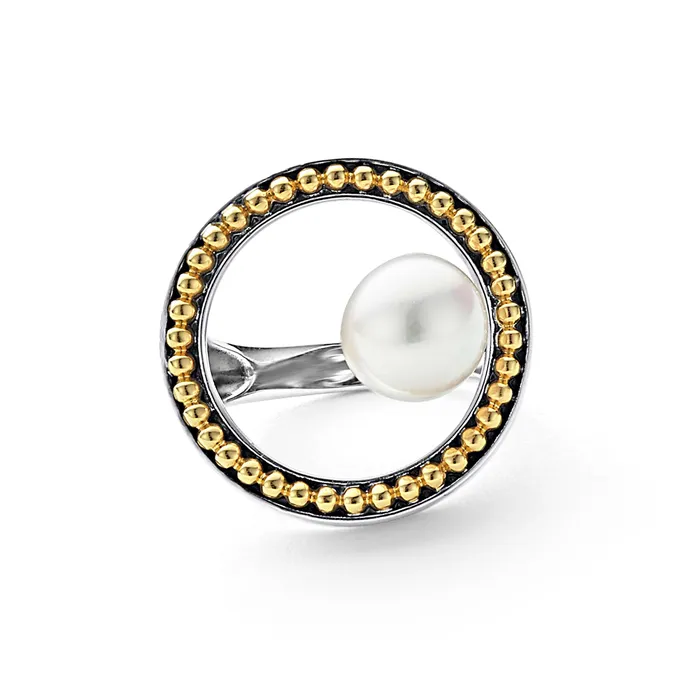 Luna Circle Pearl Statement Ring LAGOS Rings Luna Circle Pearl Statement Ring LAGOS Rings