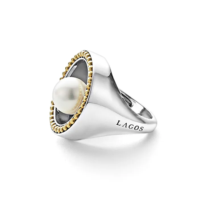 Luna Circle Pearl Statement Ring LAGOS Rings Luna Circle Pearl Statement Ring LAGOS Rings