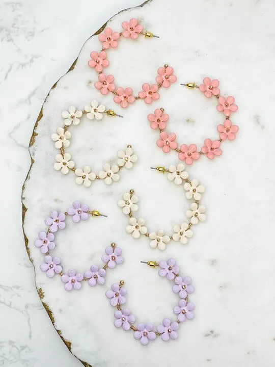 Matte Flower Hoop Earrings Lavender Prep Obsessed CT Earrings