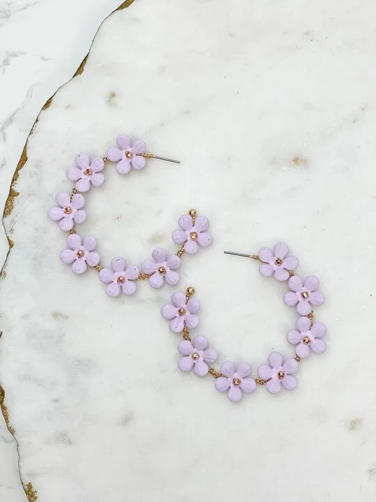 Matte Flower Hoop Earrings Lavender Prep Obsessed CT Earrings