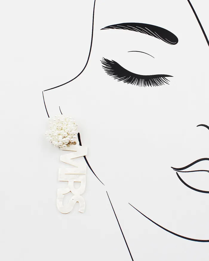 MRS Letter Clustered Pearl Top Earrings 080322 Earrings MRS Letter Clustered Pearl Top Earrings 080322 Earrings