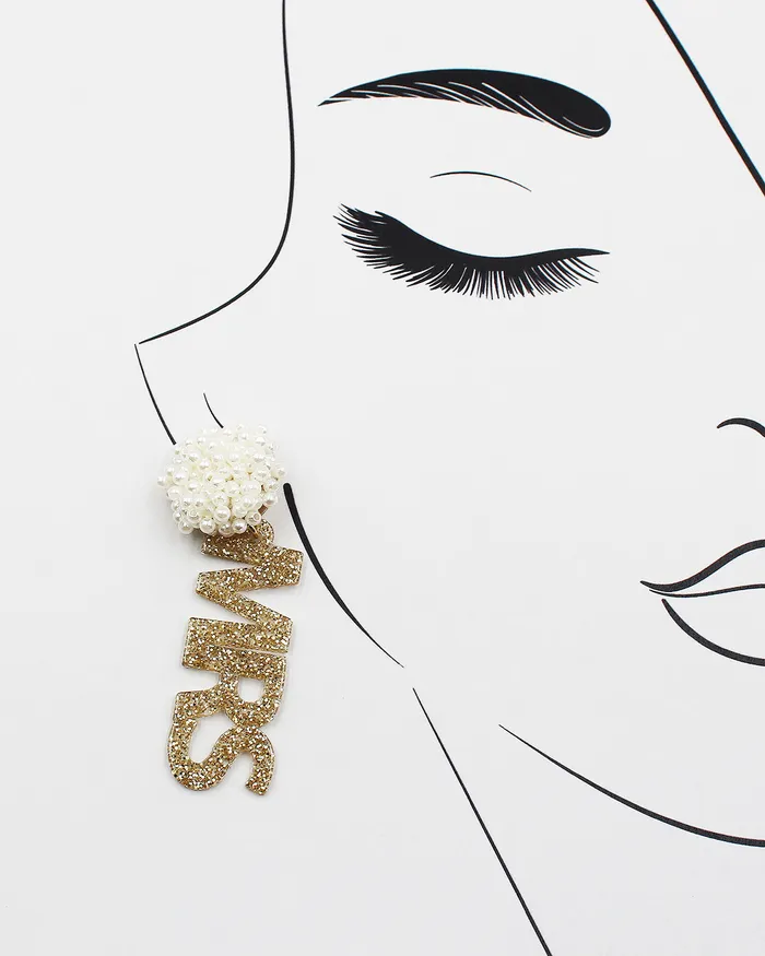MRS Letter Clustered Pearl Top Earrings 080322 Earrings MRS Letter Clustered Pearl Top Earrings 080322 Earrings